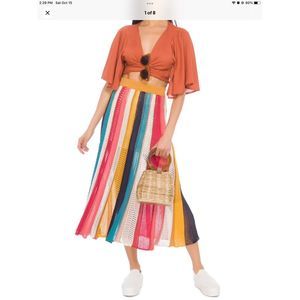 Farm Rio Jimena Knit Maxi Skirt Size Large Multicolor